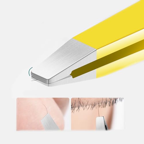 Eyebrow Tweezers for Men& Women, Ingrown Hair Plucker Kit for Facial Hair Removal, Precision Lash Tweezers Set with Brow Scissors, Spoolie, Slanted Tweezer, Pointed Tweezer-6 PCS