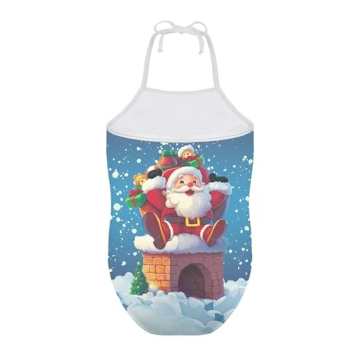 Image of Christmas Girls One-Piece Swimsuits Beach Halter Swimwear Bathing Suit for 3-10 Years