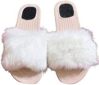 للنساء شبشب فرو حريمى بشكل مميز وأنيق - وجلد طبي مريح نعل طبى - فلات