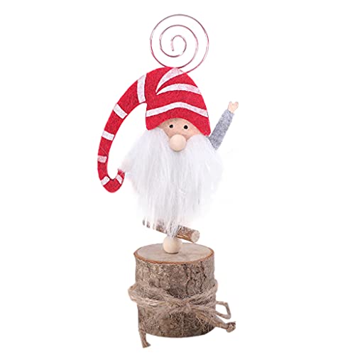 漫画サンタメタルクリップカードホルダーオフィスメモホルダースタンドフォトディスプレイ用木製ベース用フォトカードdisplaデスクメモ