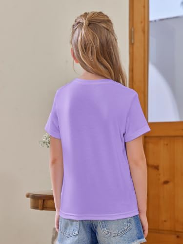 Image of Girls Short Sleeve T Shirts Kids Summer Tops Crewneck Tees 5-14 Years
