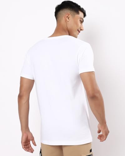 Image of Bewakoof Men's Printed 100% Cotton T-Shirt - Regular Fit, Round Neck, Half Sleeves