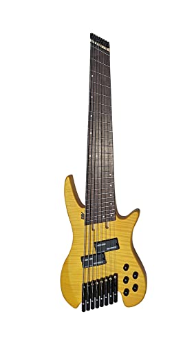 IYV-IBHLFF8-500 8 String Headless Bass Electric Guitar, Trans Yellow