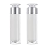 2 Stück 30 ml leere luftlose Pumpflasche Reise-Pumpspender Kosmetik Toilettenartikel Behälter Lotion-Pumpbehälter Flaschen für Creme Foundation etc, weiß, 50ml/1.7oz