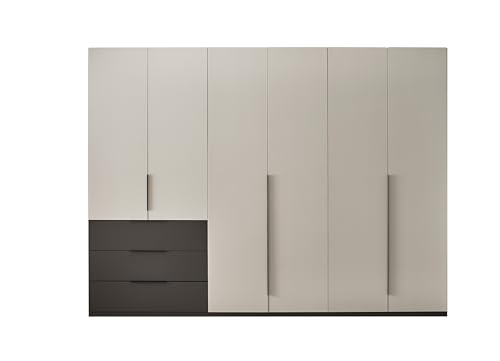 AVANTI TRENDSTORE Pazzano - Armadio a 6 ante battenti e 3 cassetti in legno laminato di colore grafite/grigio scuro. Dimensioni: LAP 300x225,5x59,5cm
