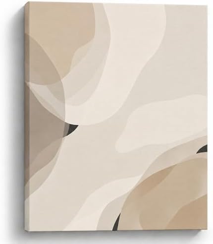 Large Neutral Abstract Canvas Wall Art for Living Room, Ivory San...