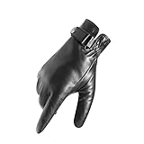 Herren-Lederhandschuhe, warm und Winddicht, für Business, Touchscreen, Winter (Schwarz X)