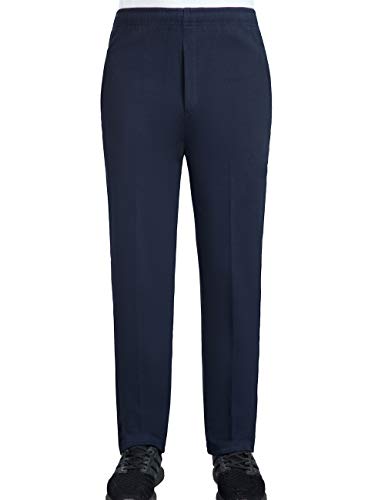 Zoulee Men's Front Zip Open-Bottom Sports Pants Sweatpants Trousers Navy Blue L