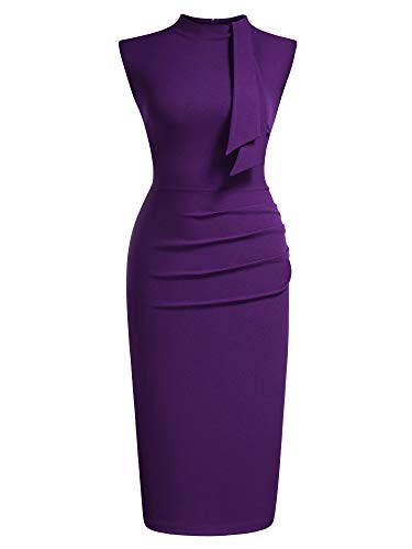 Image of Miusol Women's Retro 1950s Style Half Collar Ruffle Cocktail Pencil Dress