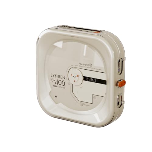 Syitren R400 Vintage CD Player with Bluetooth,Retro Portable CD Players,Without Speakers,Rechargeble Battery,Removable Protective case,Festival Gift,White