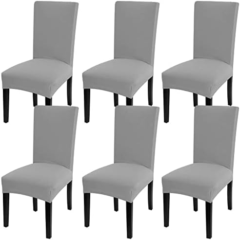 Fuloon 6 Pack Super Fit Stretch Removable Washable Short Dining Chair Protector Cover Seat Slipcover for Hotel, Dining Room, Ceremony, Banquet Wedding Party