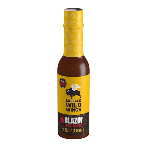 Buffalo Wild Wings Blazin' Hot Sauce, 5 fl oz, Extra Hot Dipping Sauce, Marinade and Seasoning for Chicken Wings and Pork Ribs, Made with Spicy Cayenne and Scorpion Peppers
