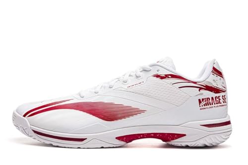 LI-NING Mirage SE Unisex Badminton Shoes Anti-Slip Featherlight Rebound Professional Training Sports Sneakers Standard White/Chinese Red US 9.5