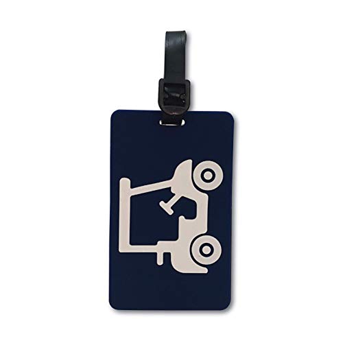 Golf Bag Tag &ndash; Golf Cart Blue Design, Flexible & Waterproof Silicone Luggage Tag, Secure Strap for Bag Identification, Great Golf Gift for Players & Enthusiasts