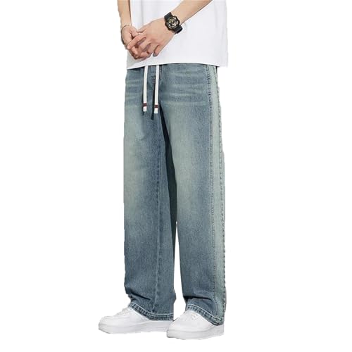 Mens Jeans Spring Summer Loose Comfortable Straight Leg Wide Denim Pants Casual Fashion Streetwear