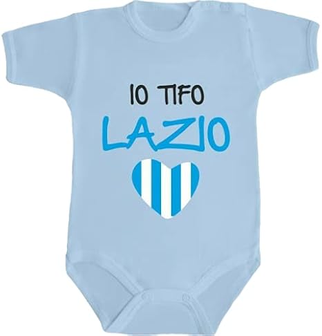 Body Neonato Manica Corta “Io Tifo Lazio Come Il Mio Papà” – 100% Cotone, Stampa DTG, Taglie 3-6-9 Mesi, Ideale Regalo Per Tifosi - copertina