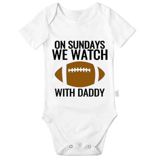 Image of On Sundays We Watch Football with Daddy Bodysuit, Baby Infant Cotton Romper Jumpsuit Outfits Short-Sleeve 0-24 Months