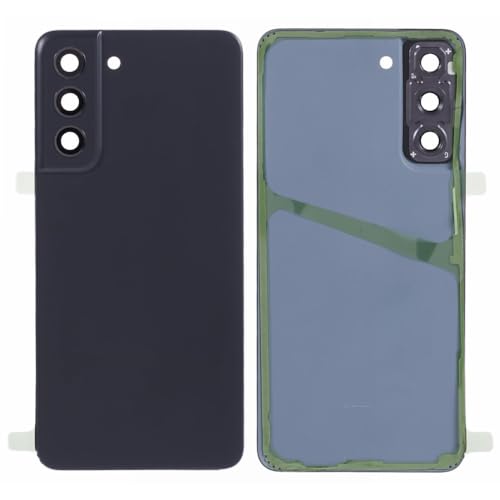 Copri Batteria compatibile con SAMSUNG GALAXY S21 FE G990B SM-G990B retro Posteriore Back Cover Scocca coperchio plastica rigida + lente con cornice + Biadesivo adesivo perincollato Grey