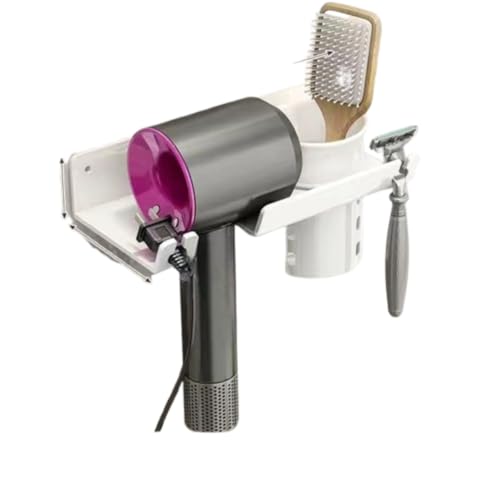 Quirix ドライヤーホルダー 収納ラック 置物 壁掛けドライヤスタンド 15kg以内の耐荷重 ダイソン パナソニック サロニア ドライヤ収納 穴あけ不要 強力粘着 ネジ止め2way 多機能 小物収納 バスルーム/寝室/洗面所/ヘヤサロン/美容院2個 (