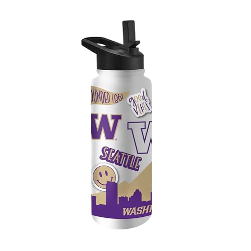 Image of Logo Brands NCAA Native 34 oz Quencher Water Bottle - | Local Icons Design | Double-Wall Insulated| Leak-Proof Lid & Built-In Straw