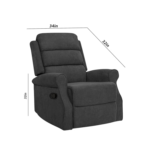Image of Comfy Fabric 1 Seater Recliner Sofa, Premium Upholstery with Soft Padding & Comfortable Cushions, Manual Recliner Chair for Home & Living Room | Black