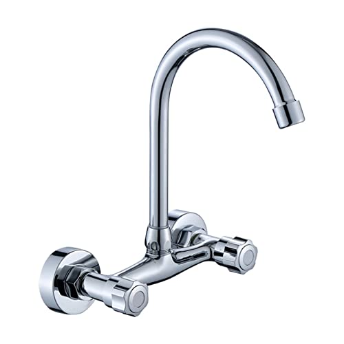 Robinet de cuisine mural double trou mitigeur laiton chromé - 2