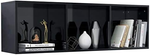 vidaXL Black Gloss Book/TV Stand 36 x 30 x 114 cm