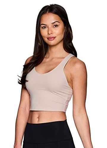 Rbx Women's Yoga Bra Top Low Impact Shelf Bra Tank Top Sports Bra Solid Sand M #TOP2