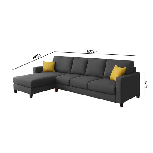 Image of Casaliving Rolando Seater L Shape Sofa Set for Living Room Left Side (Black, 6 Seater - LHS)
