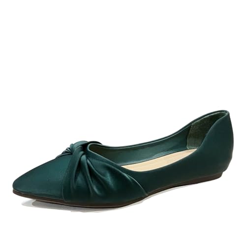 Womens Pointed-Toe Bow Flats Soft Mary Jane Ballet Flats for Women Dressy Shoes