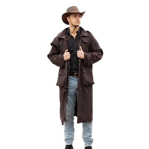 RESISTANCE Premium Oilskin Duster Coat Waterproof Cotton Unisex Cowboy Cowgirl Western Workwear