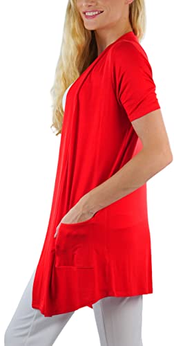 Image of ToBeInStyle Womens Open Front Casual Shrug Lightweight Layering Cardigan Sleeveless or Short Sleeve