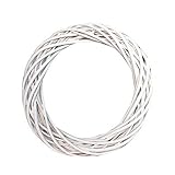 WEISHA Rattan Ring 1PC White Garland Wicker Round Design Xmas Tree Rattan Wreath Ornament Vine Ring