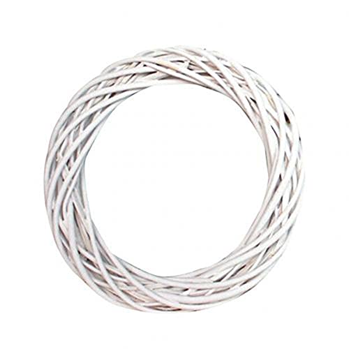 Weisha Rattan Ring 1Pc White Garland Wicker Round Design Xmas Tree Rattan Wreath Ornament Vine Ring Decor Home Party Window Door Hanging Decor(15Cm) #TOP4
