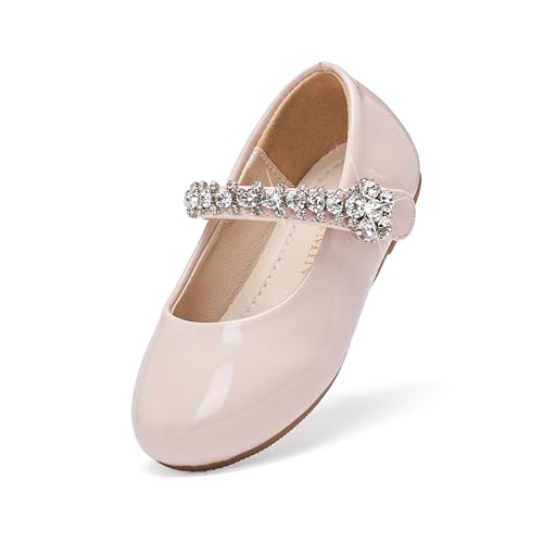 Image of PHIRAMIN Toddler Flower Girl Glitter Dress Shoes Little Girl Ballet Flats Bow Wedding Party