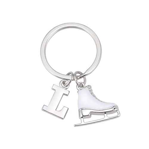 LIKGREAT Ice Skate Keychain Figure Skating Keychains for Girls Initial