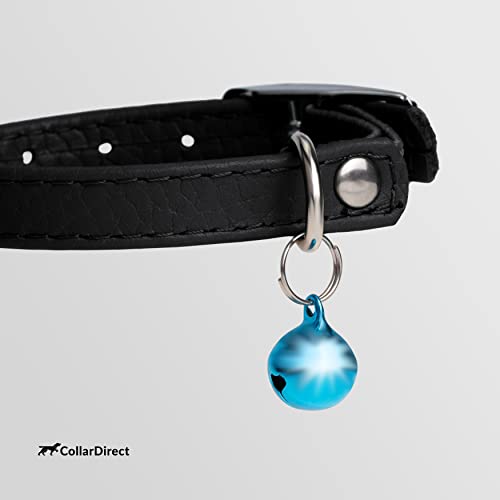 CollarDirect Leder Katzenhalsband mit Sicherheitsverschluss 21,5 cm Schwarz, Elastischer Gurt und Glocke für Kleine Katzen