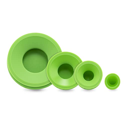 Ooze Resolution Glass Cleaner Caps (1 Large, 2 Small, Green) - Silicone Stretch Caps - Universal Caps For Cleaning, Storage, Odor Proofing - Resolution Gel Glass Cleaner Accessories - Glass Plugs #TOP5