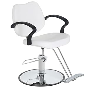 Dkeli Salon Chair Barber Chair Styling Chair Hydraulic Heavy Duty Leather Swivel Classic Hair Salon Chair Shampoo Tattoo Spa Beauty Equipment for Hair Stylist Women Man,White