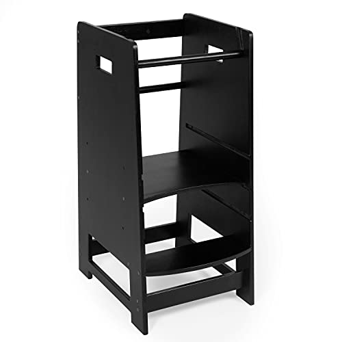 Play Platoon Toddler Kitchen Stool with Adjustable Height - Wooden Step Stool Standing Tower for Kids Kitchen Counter Learning