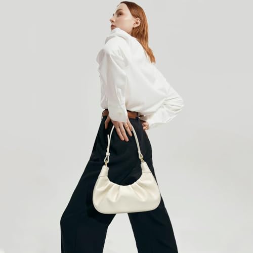 Image of KKXIU Shoulder Bag Crescent Handbag Ruched Purse Underarm Bag Mini Hobo for Women
