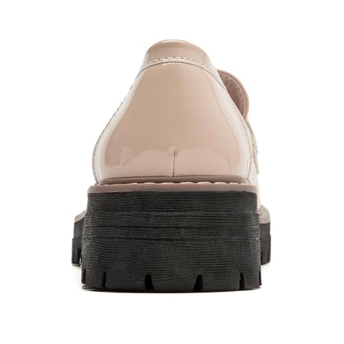 Image of Womens Loafers Comfortable Platform Penny Loafer Chunky Heel Business Casual Dress Shoes Fashion Patent Leather Women's Loafers & Slip-ons