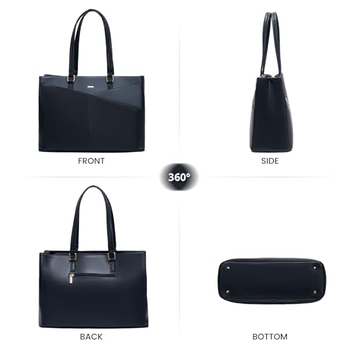 Image of Laptop Tote Bag for Women 15.6 Inch Waterproof Leather Computer Laptop Bag Women Business Office Work Bag Briefcase Large Travel Handbag Shoulder Bag