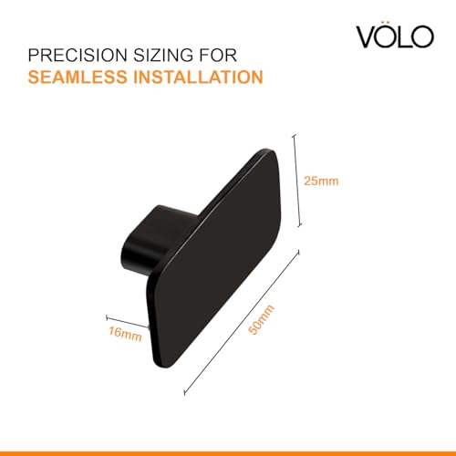 Image of VOLO Stainless Steel Drawer Knob for Cabinet Wardrobe and Cupboard Durable Knobs with Screws for Kitchen Dresser and Office Furniture | S-723 (Black, 2 Pieces)