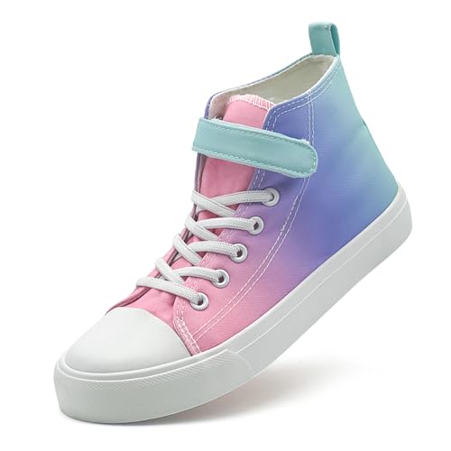 maxvinci Chicas Entrenadores Top Niños Easy Fasten Lona Zapatos Niño Niños Ligero Escuela PE Zapatos Casual, Arco iris, 32 EU