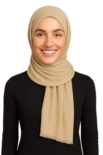 SAM INC Pashmina Hijab Scarf for Women – Soft Lightweight Wrap – Breathable Everyday Muslim Headscarf Solid Color Shawl Non-slip Modal hijab fabric – 65x180cm