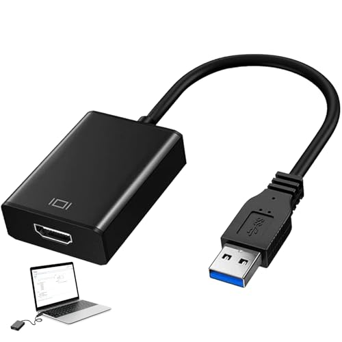 CABLING® Adaptateur USB 3.0 Male Vers HDMI Femelle - Convertisseur Ordinateur, Pc Portable USB Vers écran Télé, TV, HDTV, Moniteur, Projecteur En HDMI (Windows 7, Windows 8, Windows 10