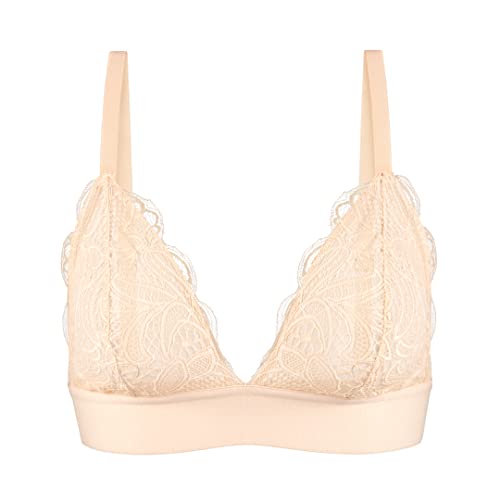 LIVELY Long-Lined Lace Bralette for Women | Day-to-Night Bra with Deep V-Neckline Silhouette | Unpadded Palm Laced Cups