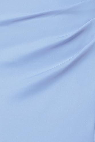 Image of Xscape Evenings Women's Long, Ruched Bodycon Low-Sheen Cross Front Halter Neck Evening Dress with Ruffle Detail