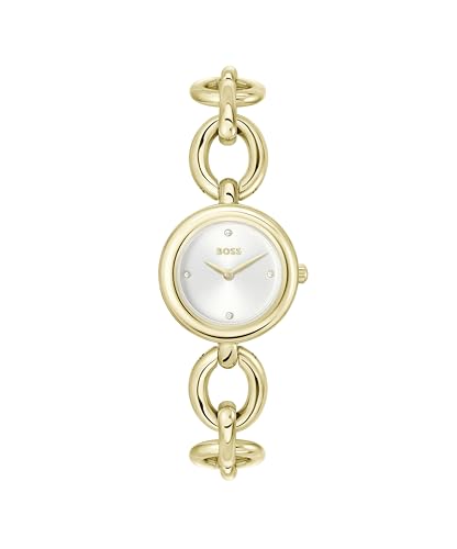 Montre femme BOSS Live Qtz fine ronde argentée boîtier slim chic